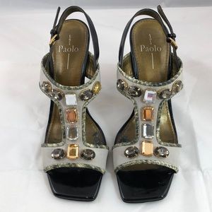 PAOLO LINEA “Janessa” grey embellished heels